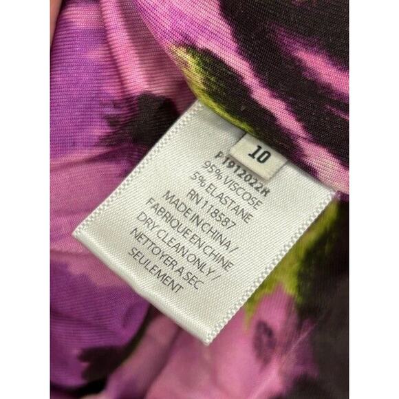 Jason Wu Collection Sheath Dress Floral Sleeveless Draped Jersey Purple Size 10 - Picture 9 of 10